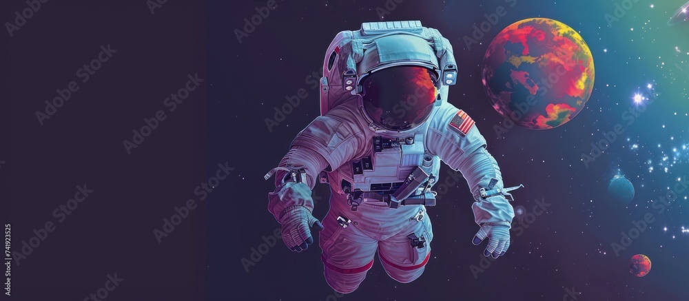 astronaut with pizza planet in space astronaut with pizza planet in space