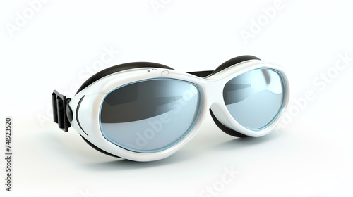 A sleek and modern 3D rendered goggles icon, perfect for websites and apps. This simple yet eye-catching design features a white background, emphasizing its isolation and versatility.