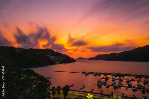 long exposure puerto marques bay sunset