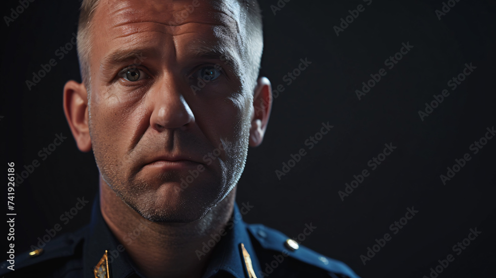 A Serious And Dependable Police Officer In His Forties, Displaying A 