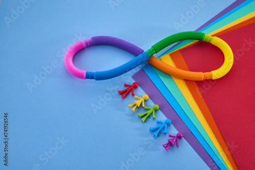 Autistic rainbow eight infinity symbol. Autism awareness day symbol. photo