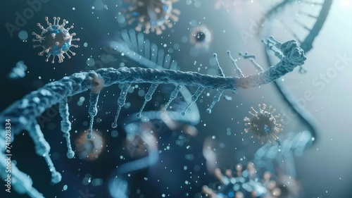 Virus dna on a medical background created with Generative AI