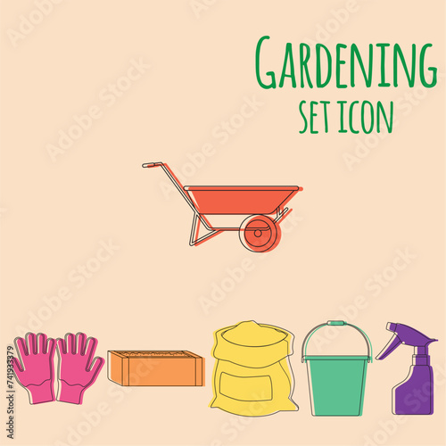 Set of gardening tool icons Vector