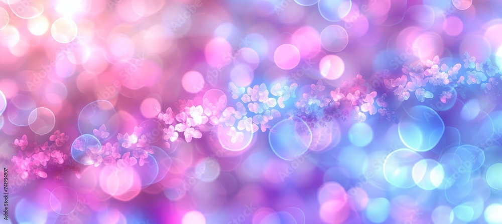 Serene bokeh banner with soft blue and delicate pink blur, creating a dreamy atmosphere