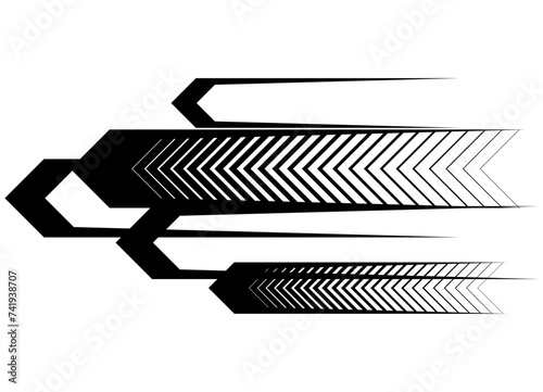 Vector pattern of black striped arrows on a white background. Pointer. Navigation. Vector background with abstract arcs