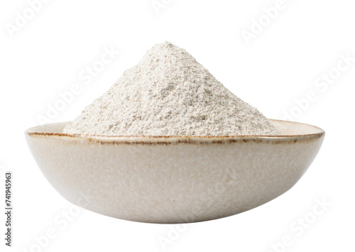 Buckwheat Flour Pile Isolated, Dry Buck Wheat Powder, Buckwheat Flour Cut Out on White Background Side View