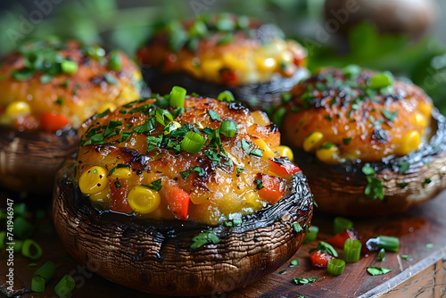 Mushrooms and Vegetables on Cutting Board