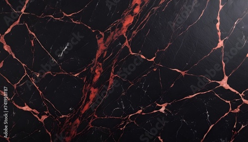 Black marble tile with red veins pattern texture photo