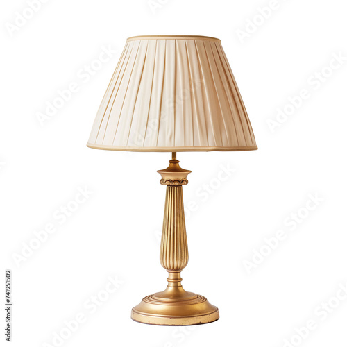 Elegant Golden Table Lamp on a Plain Background