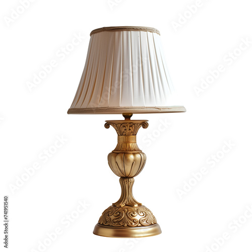 Elegant Golden Table Lamp on a Plain Background