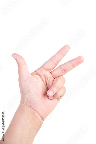 one hand on isolated background clipping path .Hands are counting numbers