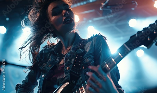 A young stylish woman music...