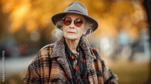 Elegant Senior Woman in Stylish Hat and Sunglasses with a Confident Gaze © Anna