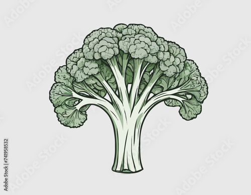 Fresh broccoli, vector illustration. hand drawing sketch