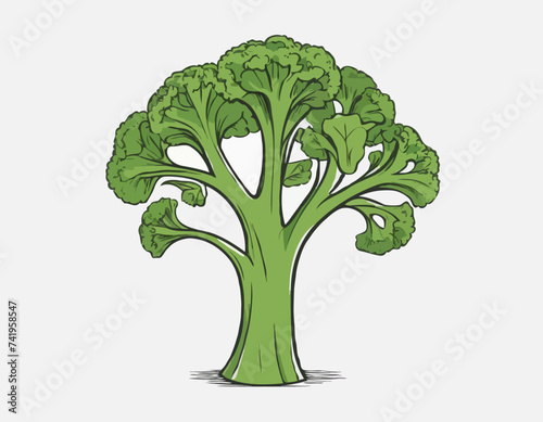 Fresh broccoli, vector illustration. hand drawing sketch