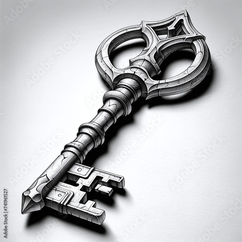 Detailed key illustration showcasing intricate design and craftsmanship, symbolizing security and trust.