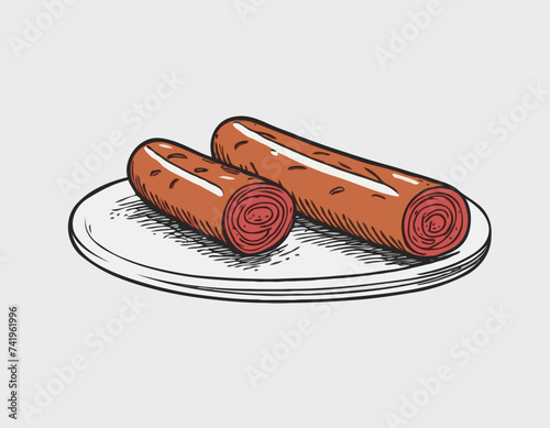 Salami sausage sketch hand drawn vector