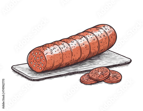 Salami sausage sketch hand drawn vector
