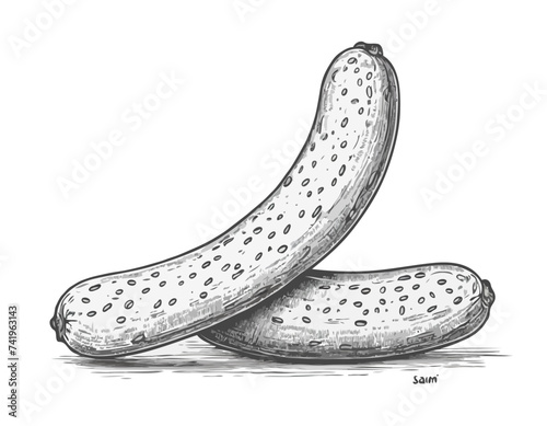 Salami sausage sketch hand drawn vector