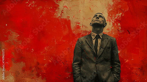 Portrait of a man in a suit on a grunge background
