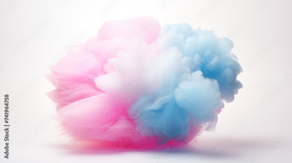 Pastel pink and blue cloud-like abstract texture isolated on white background.