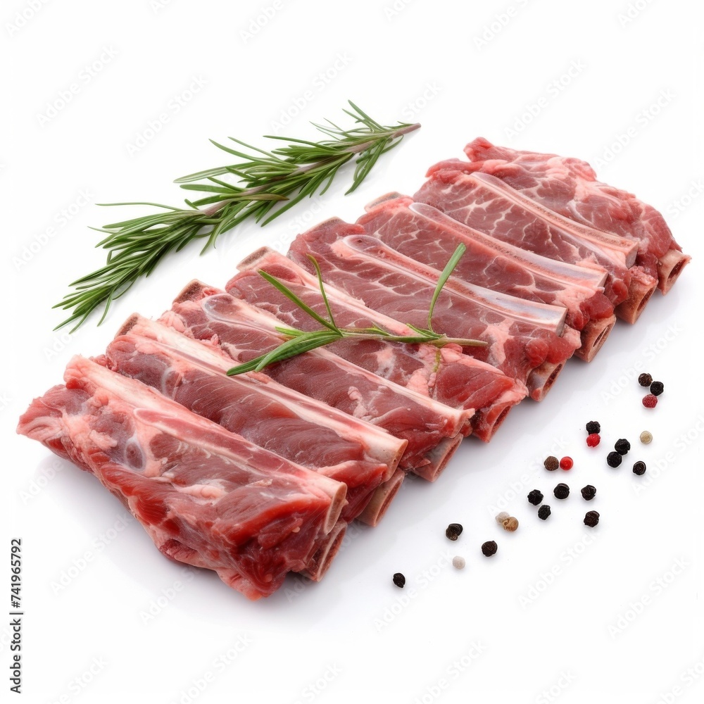 Raw pork chops isolated on a white background