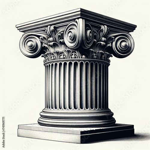 Detailed illustration of a single column highlighting its architectural beauty, craftsmanship, and structural integrity.