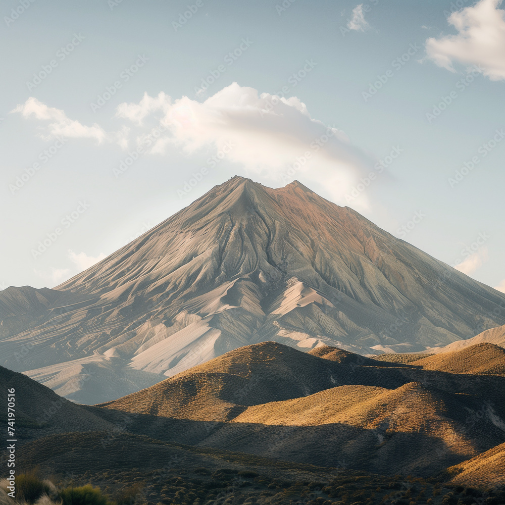 Fototapeta premium Majestic Mountain Peak with Sunlit Slopes