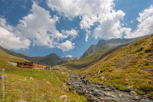 Various images from the Black Sea plateaus mountain peaks plateau houses clouds streams waterfalls lakes day and sunset colors