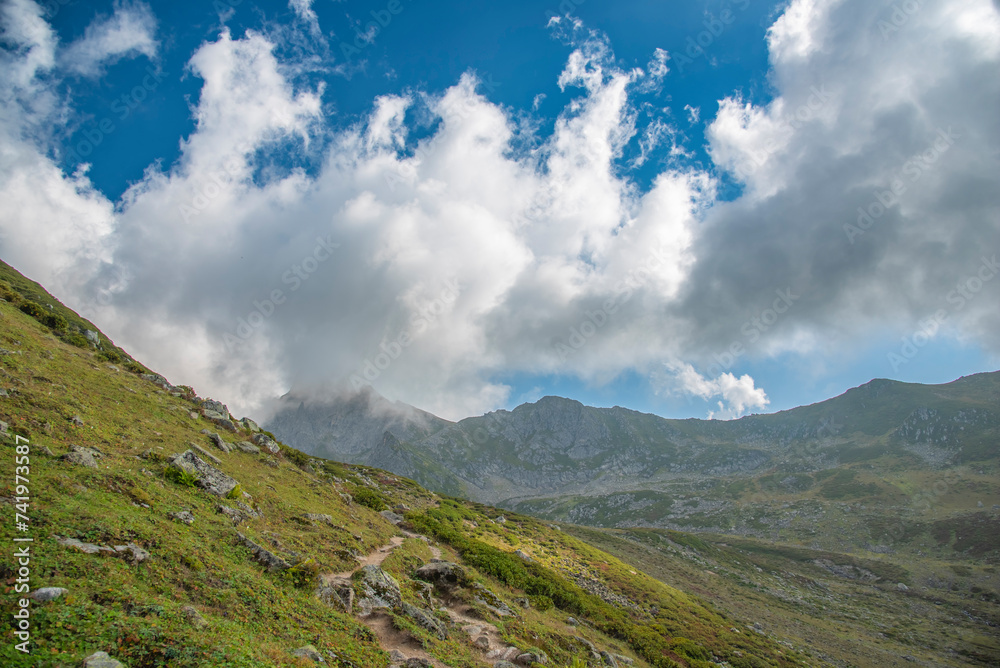 Various images from the Black Sea plateaus mountain peaks plateau houses clouds streams waterfalls lakes day and sunset colors