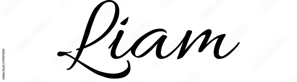 Liam - black color - name written - ideal for websites,, presentations, greetings, banners, cards,, t-shirt, sweatshirt, prints, cricut, silhouette, sublimation	 - obrazy, fototapety, plakaty 