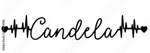 Candela - black color - name written - heartbeat, electrocardiogram, love - for websites,, presentations, greetings, banners, cards,, t-shirt, sweatshirt, prints, cricut, silhouette, sublimation	 photo