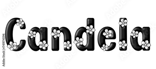 Candela - black color - written with engraved typical Hawaiian hibiscus flowers- ideal for websites, e-mail, sublimation greetings, banners, cards, t-shirt, sweatshirt, prints, cricut,	