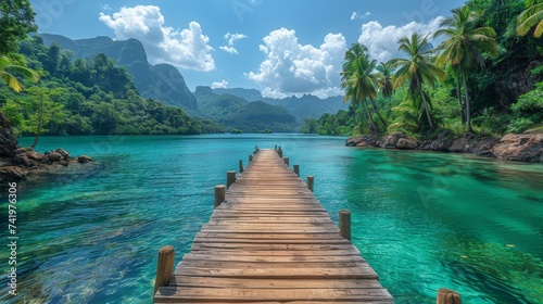 A long wooden dock over a body of water