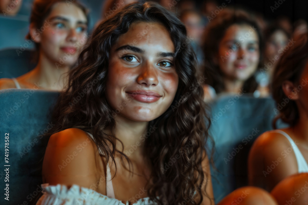 Young Audience Enjoying a Movie. Generative AI