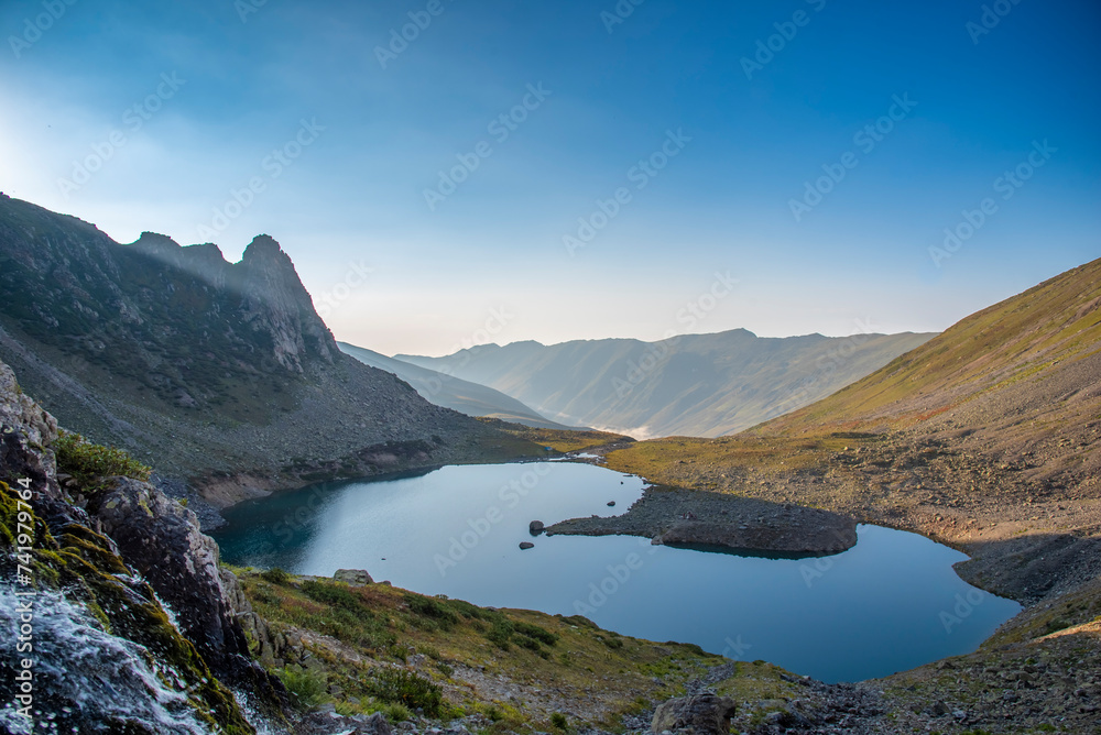 Obraz premium Various images from the Black Sea plateaus mountain peaks plateau houses clouds streams waterfalls lakes day and sunset colors