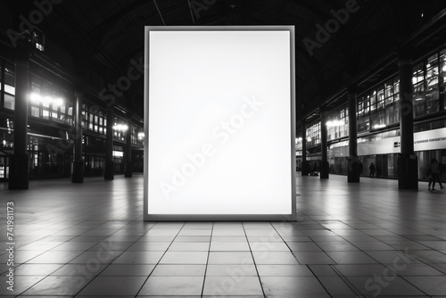 blank banner  billboard poster mockup  train station  advertising poster  empty subway station  bus stop shelter  outdoor media display space 