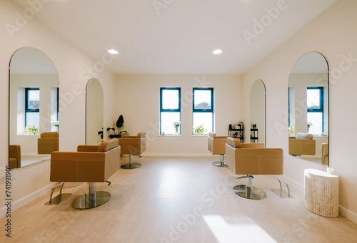 Opulent Hair Studio Showcasing Contemporary Styling and Top-of-the-Line Gear, Crafting an Upscale Oasis for Pampering and Glamour