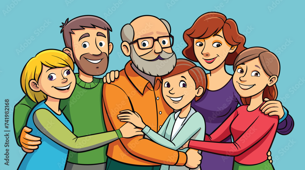 Happy Three-Generation Family Embracing Together Happy Three-Generation Family Embracing Together