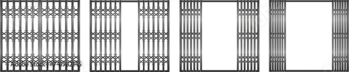 Set of collapsible metal gate .Steel crisscross entry gate vector