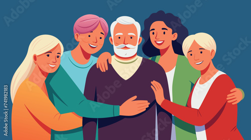 Diverse Family Embracing Elderly Member With Affection