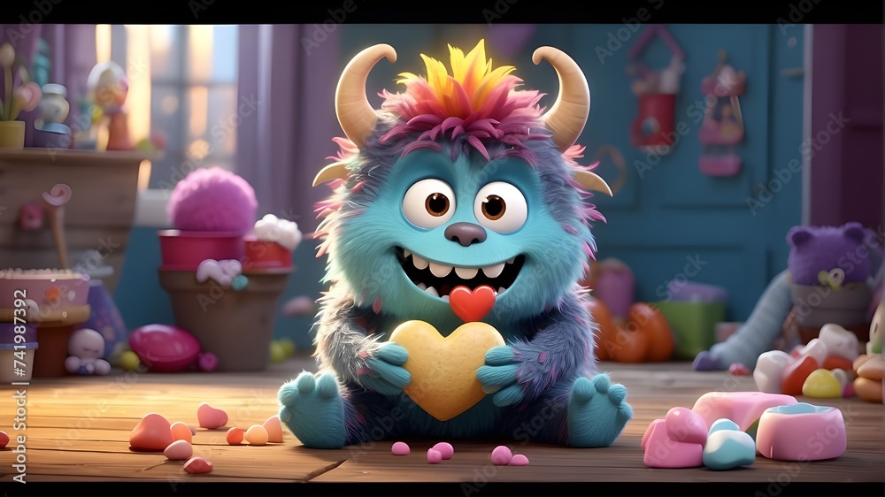 A cuddly, cuddly monster with a heart of gold and a love for all things sweet and sugary, brought to life in stunning 3D animation.