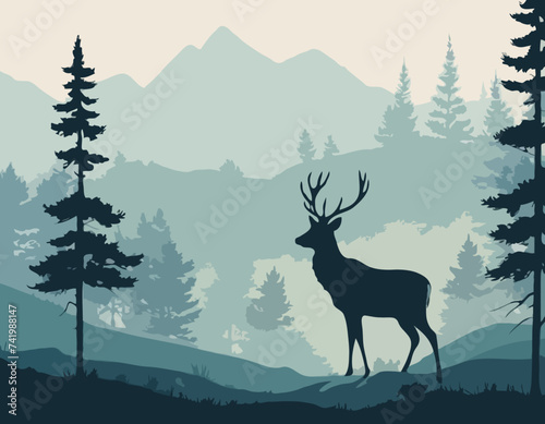 Deer forest landscape scenic natura 