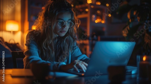 businesswoman having video conference call with colleagues. remote workers discussing work plans by video digital conference call on laptop. QA concept