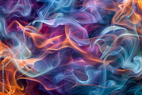 Background. Abstract dancing flames. Swirls of smoke in warm orange-pink tones create a dynamic and enchanting pattern.