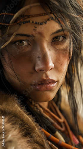 Face of Prehistoric Wisdom - Woman's Close-Up - Prehistory - cave woman, caveman - Primitive woman