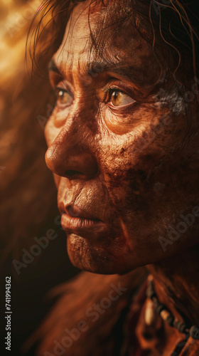 Face of Prehistoric Wisdom - Woman s Close-Up - Prehistory - cave woman  caveman - Primitive woman