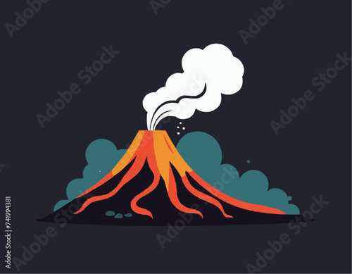 Volcano eruption vector illustration, flat style