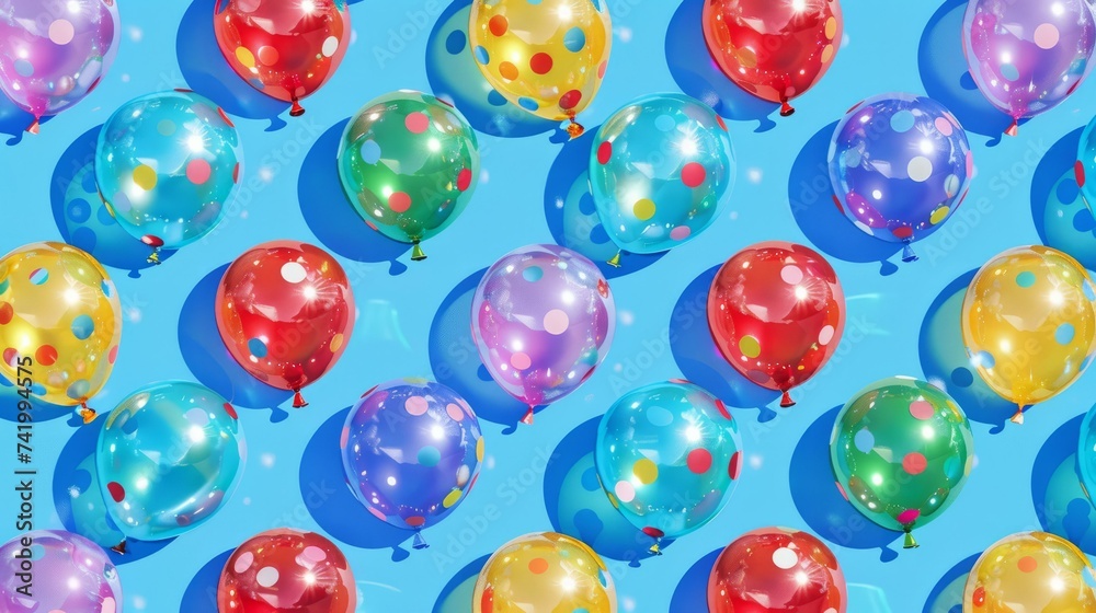 Colorful Balloon Fiesta Background. Vibrant and cheerful background featuring an array of colorful balloons on a bright yellow backdrop, perfect for celebrations
