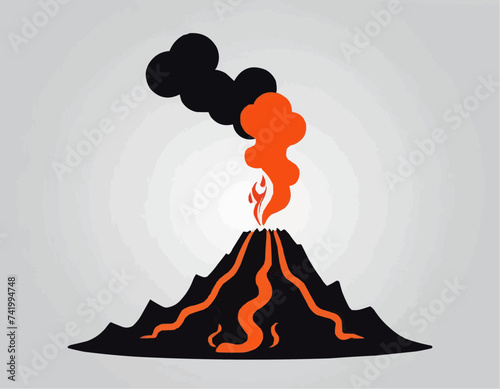 Volcano eruption vector illustration, flat style